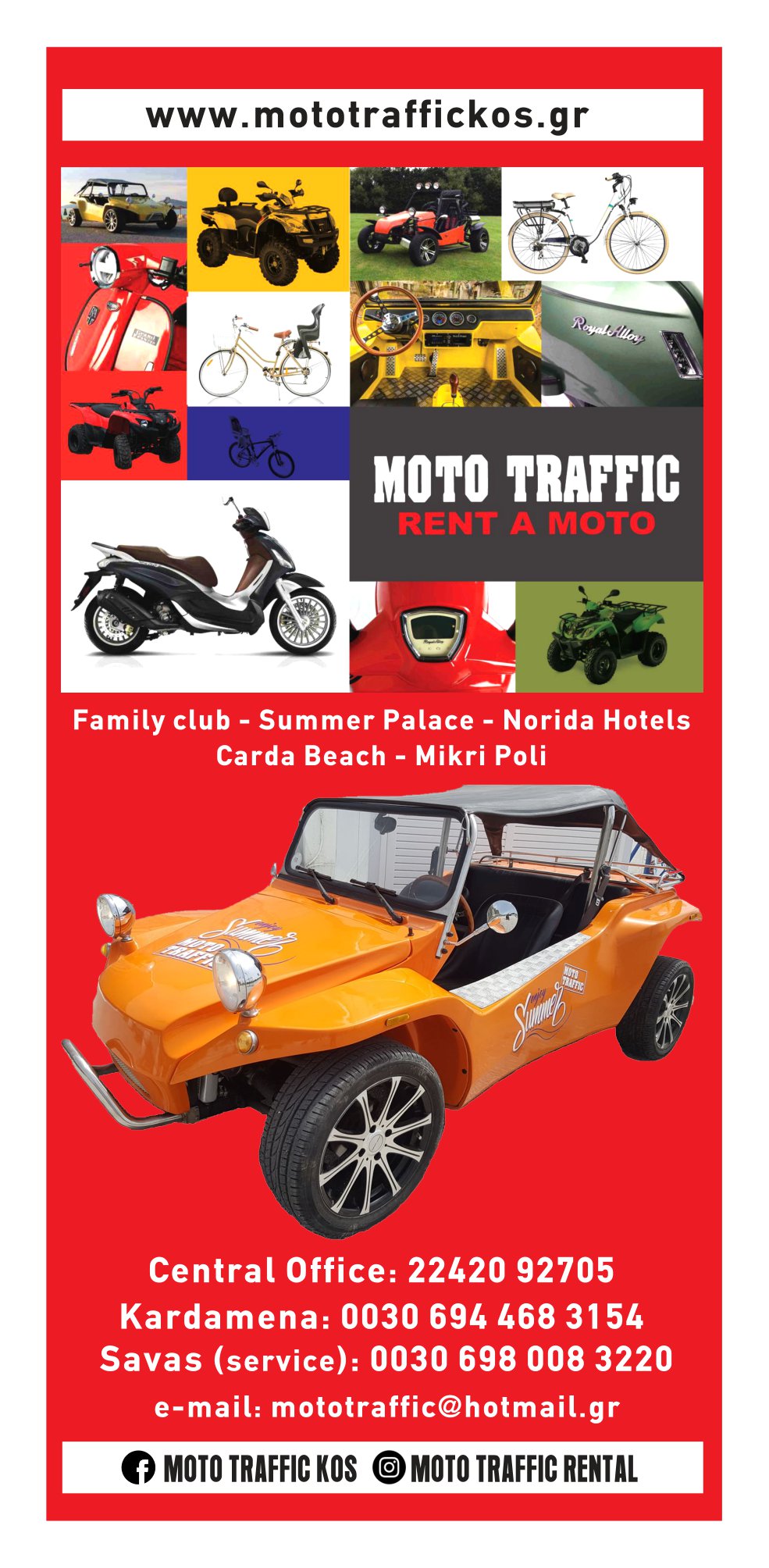 MotoTraffic has been offering a wide variety of quality services since 1989 in Kos Island,