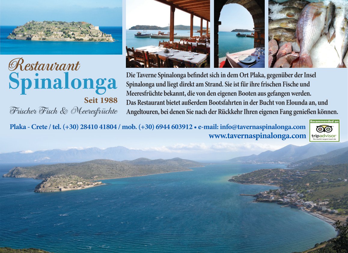 Spinalonga restaurant invites you to try their fish, seafood and Greek cuisine,
and to